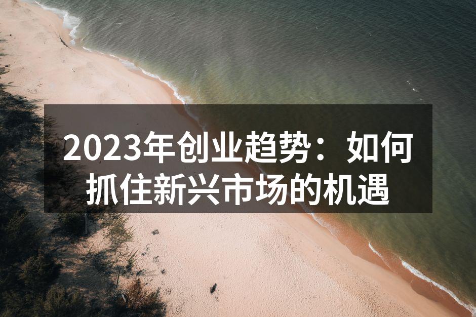 2023年创业趋势：如何抓住新兴市场的机遇